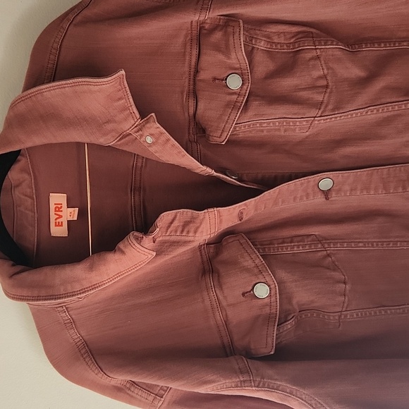 EVRI Denim Jacket With Pockets Mauve Dusty Rose, Size 4x - Picture 2 of 9